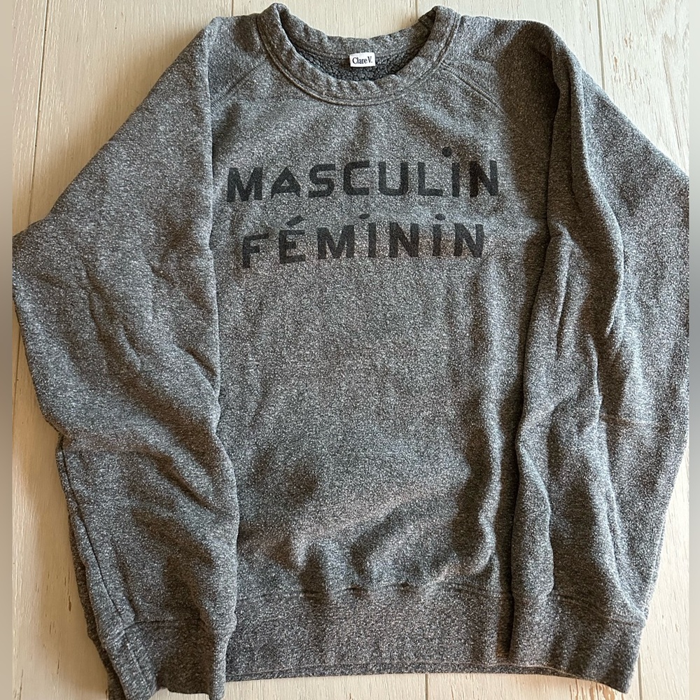 Clare V Gray 'Masculin Féminin' Crewneck Sweatshirt